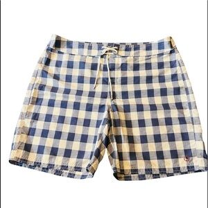 DUCK HEAD MENS BLUE AND WHITE CHECKERED SWIM TRUNKS SIZE XL